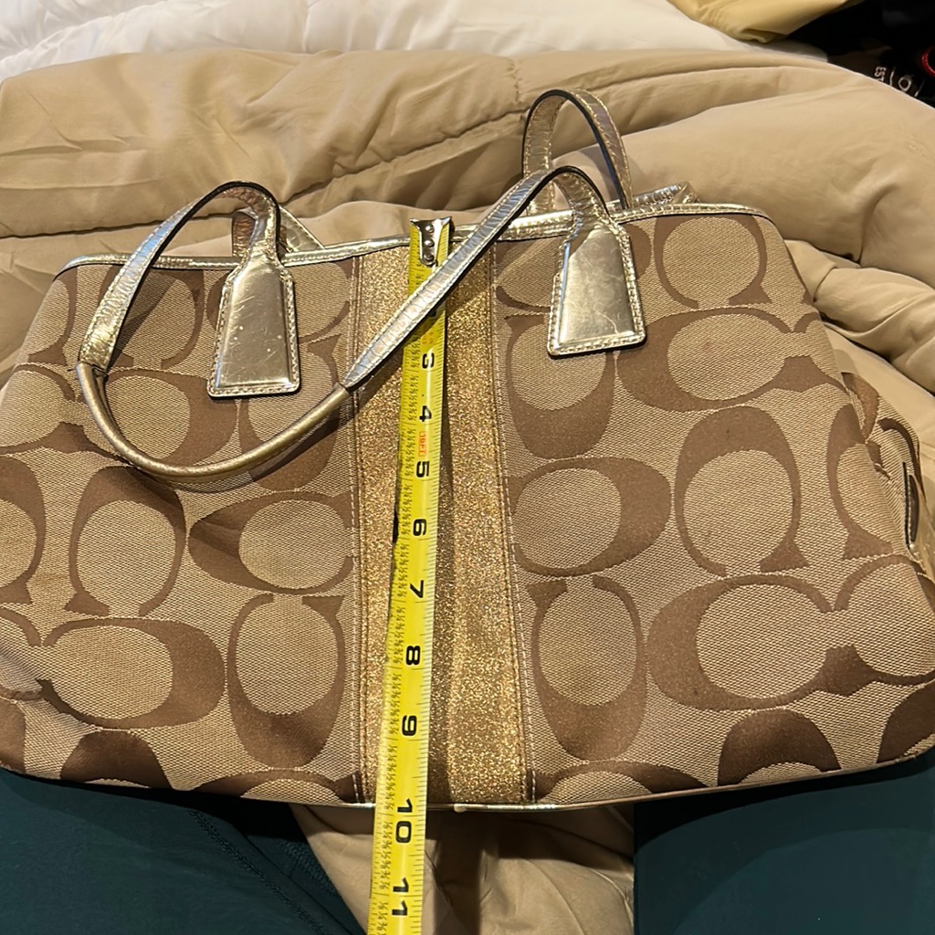 Coach Gold And Coach Letter Handbag